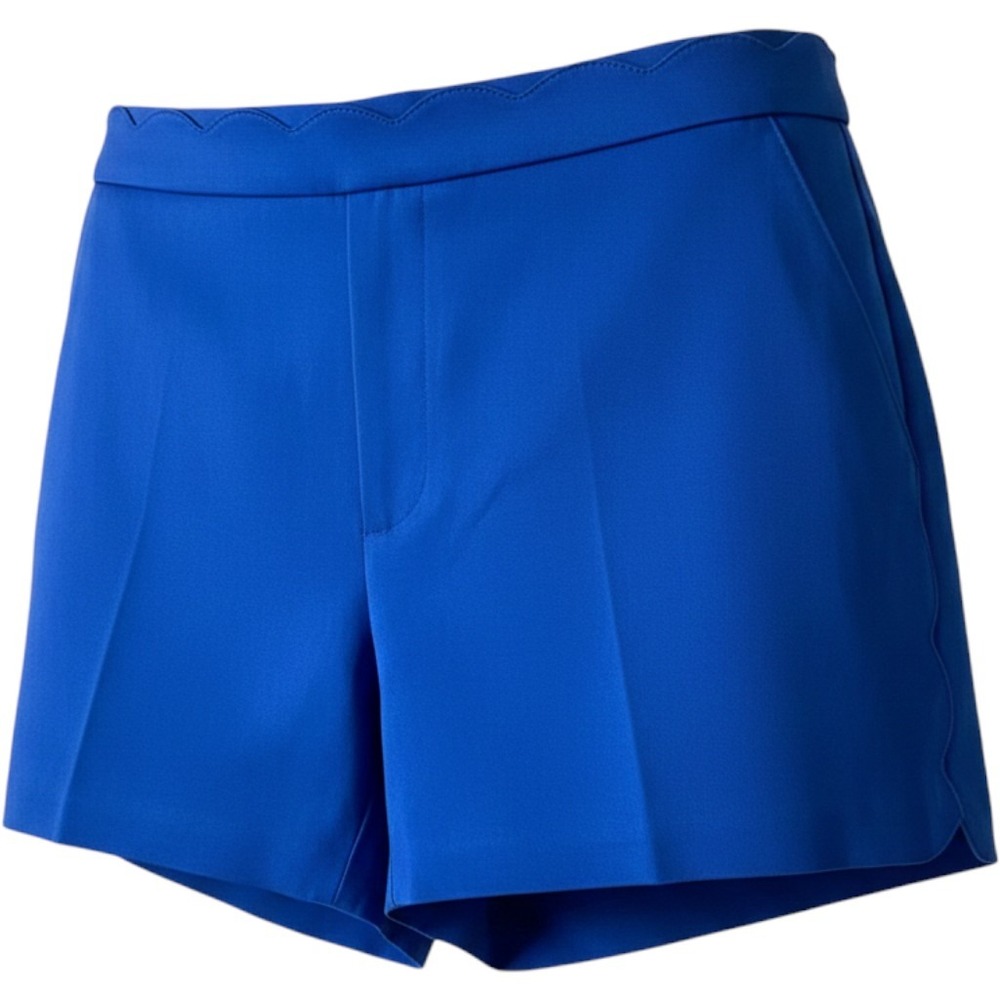 Banana Republic Scalloped Trim Shorts Womens 8 Royal Blue Pleated Summer Dressy